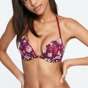 PINK BY VICTORIA SECRET Date push Up Racerback front clasp floral lace 32DD